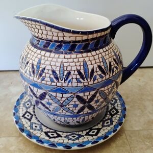 Talavera-inspired ceramic pitcher and plate set Zrike Hand-painted Phillippines